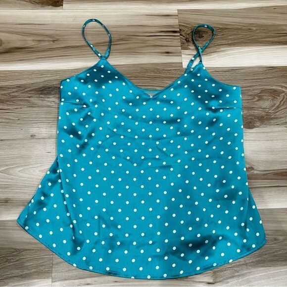 ASOS Silky Teal Polka Dot Tank Top Women’s 4 - Picture 1 of 4